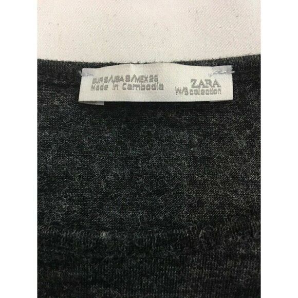 Zara Womens Solid Charcoal Gray Long Sleeve Cold Shoulder Sweater  Top Small - Picture 5 of 6